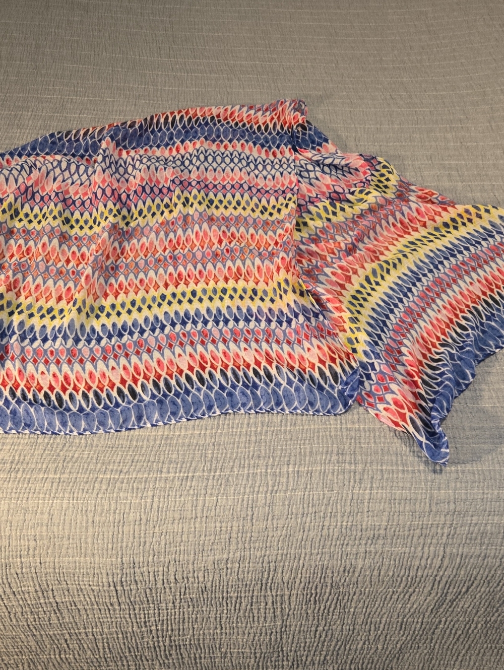 Colorful Multicolor Patterned Scarf - Pink, Blue, Yellow